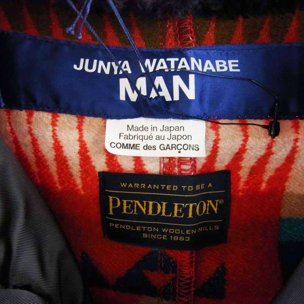 JUNYA WATANABE COMME des GARCONS MAN ジュンヤワタナベコムデギャルソンマン Pendleton ペンドルトン 22AW WJ-021-051 ナイロンツイル 綿ウールジャガード Wネーム N-2B フライトジャケット ブラック系 オレンジ系 XS【新古品】【未使用】【中古】