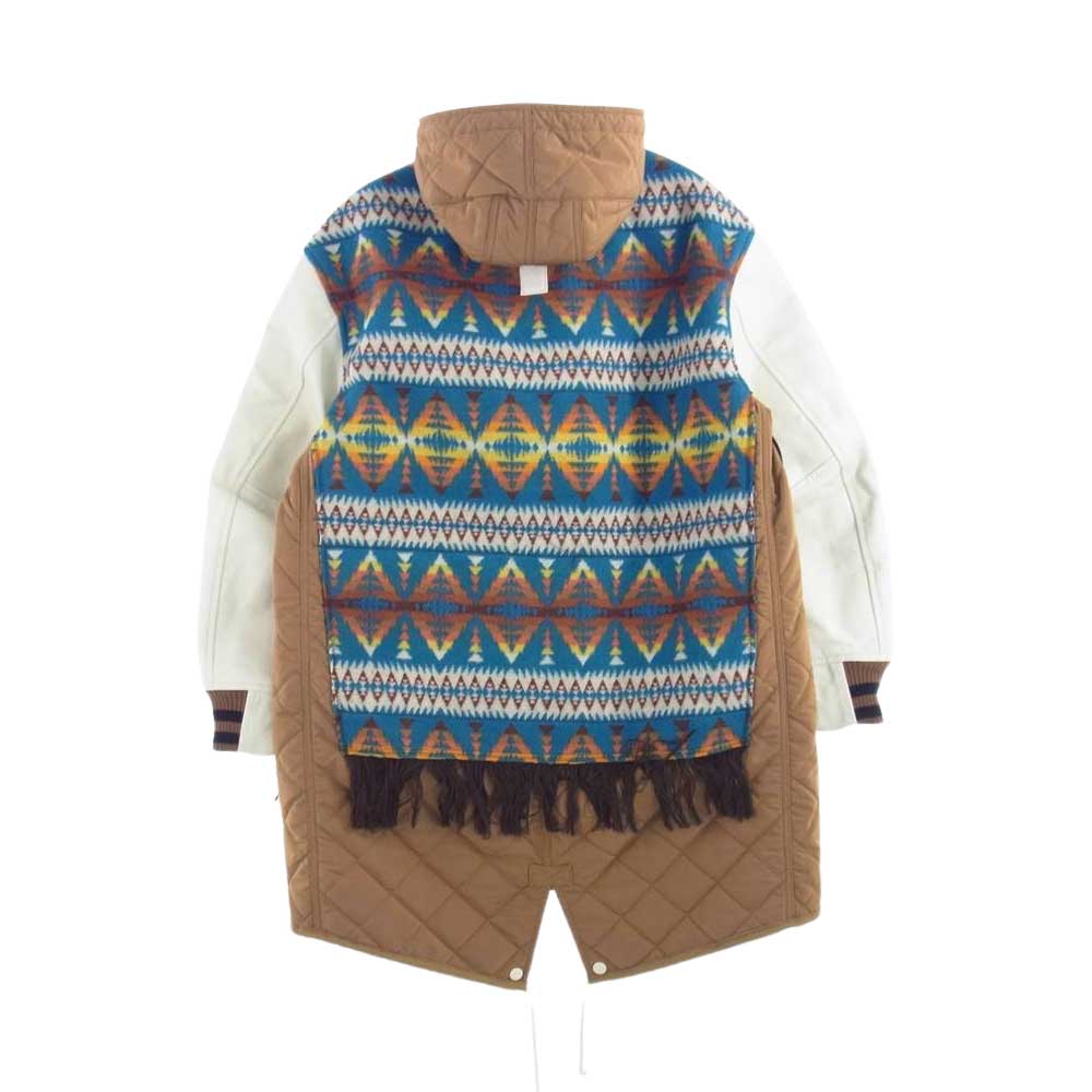 JUNYA WATANABE COMME des GARCONS MAN ジュンヤワタナベコムデギャルソンマン Pendleton ペンドルトン 22AW WJ-C005-051 AZTEC COAT 袖レザー切替 モッズコート ライトブラウン系 マルチカラー系 S【新古品】【未使用】【中古】