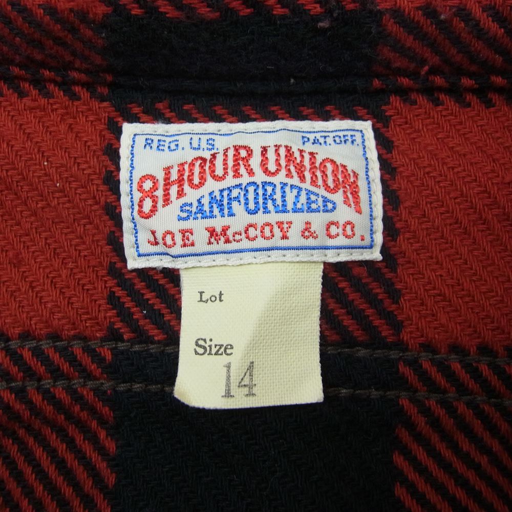 The REAL McCOY'S ザリアルマッコイズ Joe McCOY ジョーマッコイ 8HOUR UNION マチ付 長袖 ブロック ネル シャツ ブラック系 レッド系 14【中古】