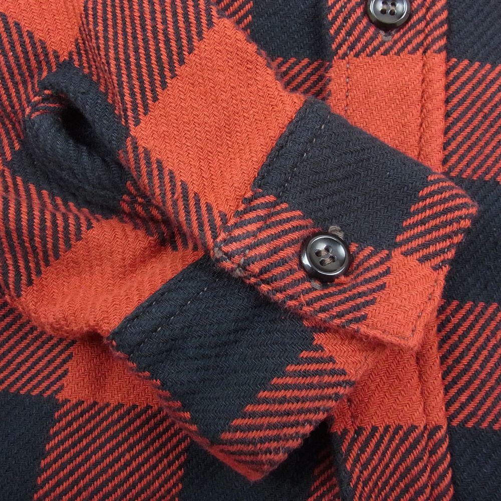 The REAL McCOY'S ザリアルマッコイズ Joe McCOY ジョーマッコイ 8HOUR UNION マチ付 長袖 ブロック ネル シャツ ブラック系 レッド系 14【中古】