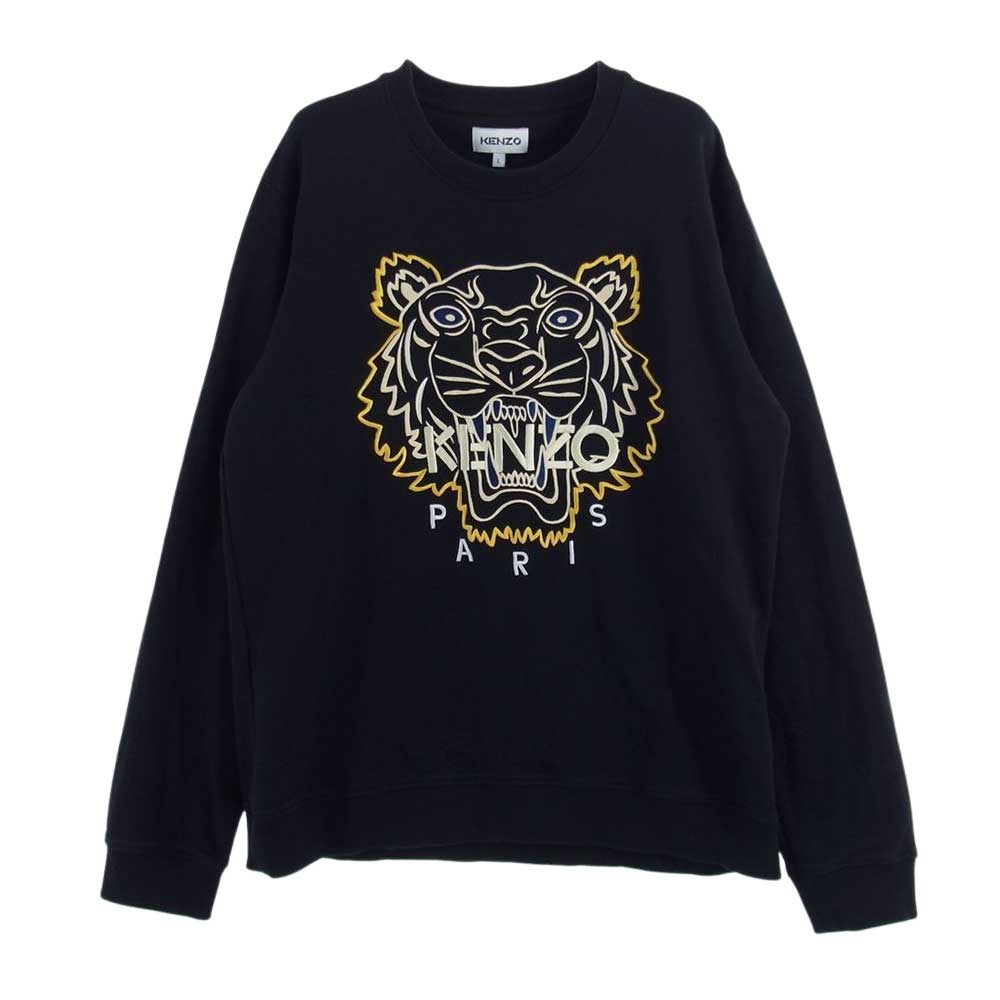 KENZO ケンゾー タイガー刺繍 クルーネックスウェット トレーナー ブラック系 L【中古】