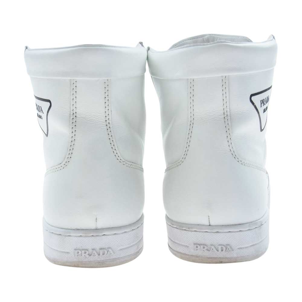 PRADA プラダ 2TG179 三角ロゴ ハイカット レザー スニーカー ホワイト系 25.5cm【中古】
