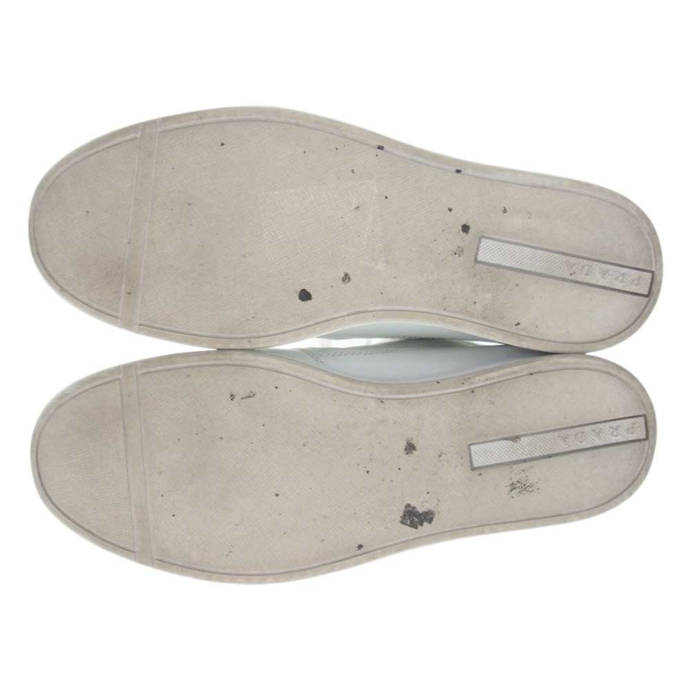 PRADA プラダ 2TG179 三角ロゴ ハイカット レザー スニーカー ホワイト系 25.5cm【中古】