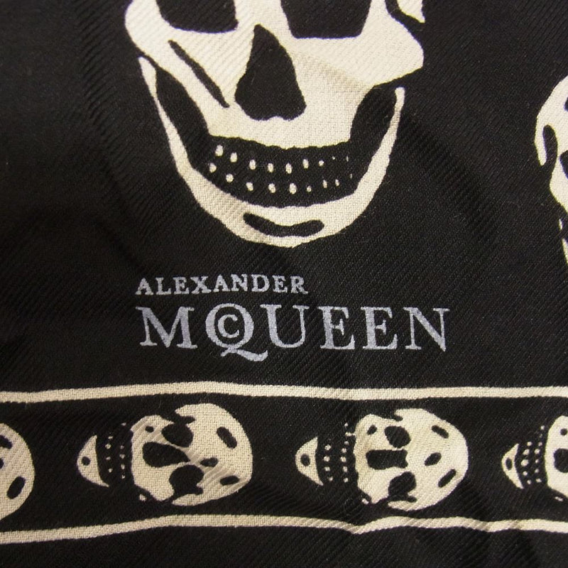 Alexander McQueen アレキサンダーマックイーン カシミア シルク 混 スカル スカーフ  ブラック系【中古】