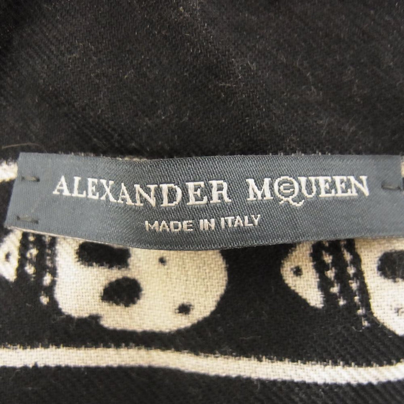 Alexander McQueen アレキサンダーマックイーン カシミア シルク 混 スカル スカーフ  ブラック系【中古】