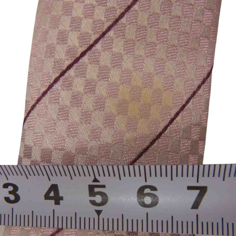 LOUIS VUITTON ルイ・ヴィトン LV刺繍 チェック 柄 ネクタイ  ピンク系【中古】