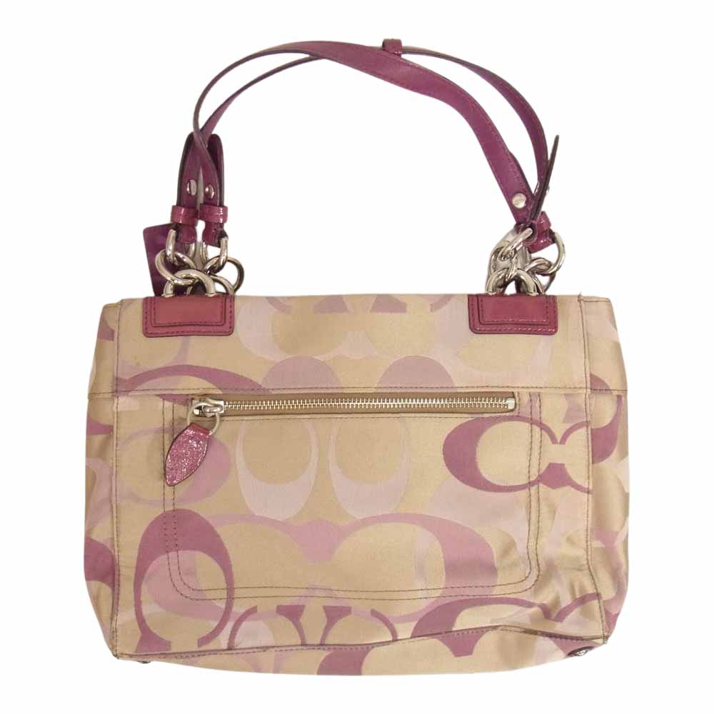 COACH コーチ F17140 シグネチャー キャンバス トート バッグ  ピンク系【中古】
