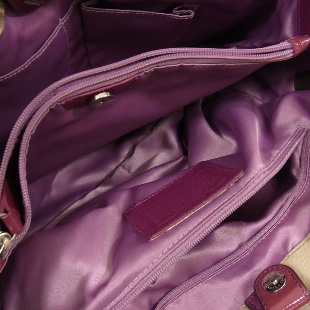 COACH コーチ F17140 シグネチャー キャンバス トート バッグ  ピンク系【中古】