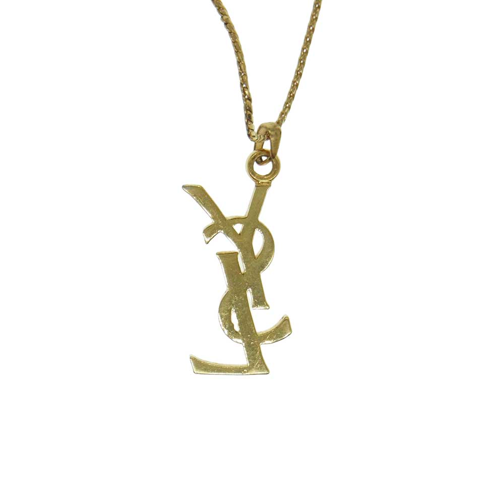 YVES SAINT LAURENT イヴサンローラン ヴィンテージ YSL ロゴ ゴールドカラー ネックレス ペンダント   ゴールド系【中古】