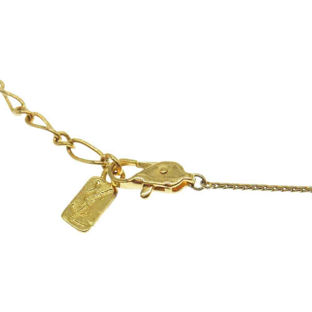 YVES SAINT LAURENT イヴサンローラン ヴィンテージ YSL ロゴ ゴールドカラー ネックレス ペンダント   ゴールド系【中古】