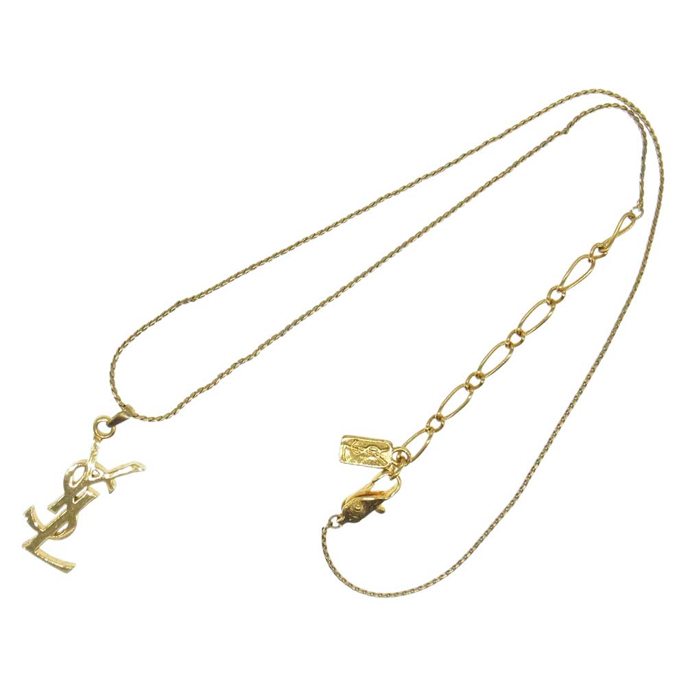 YVES SAINT LAURENT イヴサンローラン ヴィンテージ YSL ロゴ ゴールドカラー ネックレス ペンダント   ゴールド系【中古】