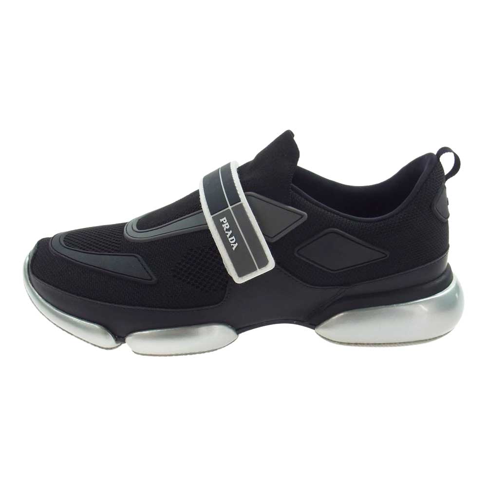 PRADA プラダ 20G064 Cloudbust Knit Trainer クラウドバスト ニット トレーナー ローカットスニーカー ブラック系 シルバー系 7.5【中古】