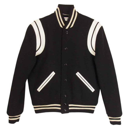 SAINT LAURENT サンローラン 354718 Y180W TEDDY JACKET テディ ジャケット レザー トリム スタジャン  ブラック系 44【中古】