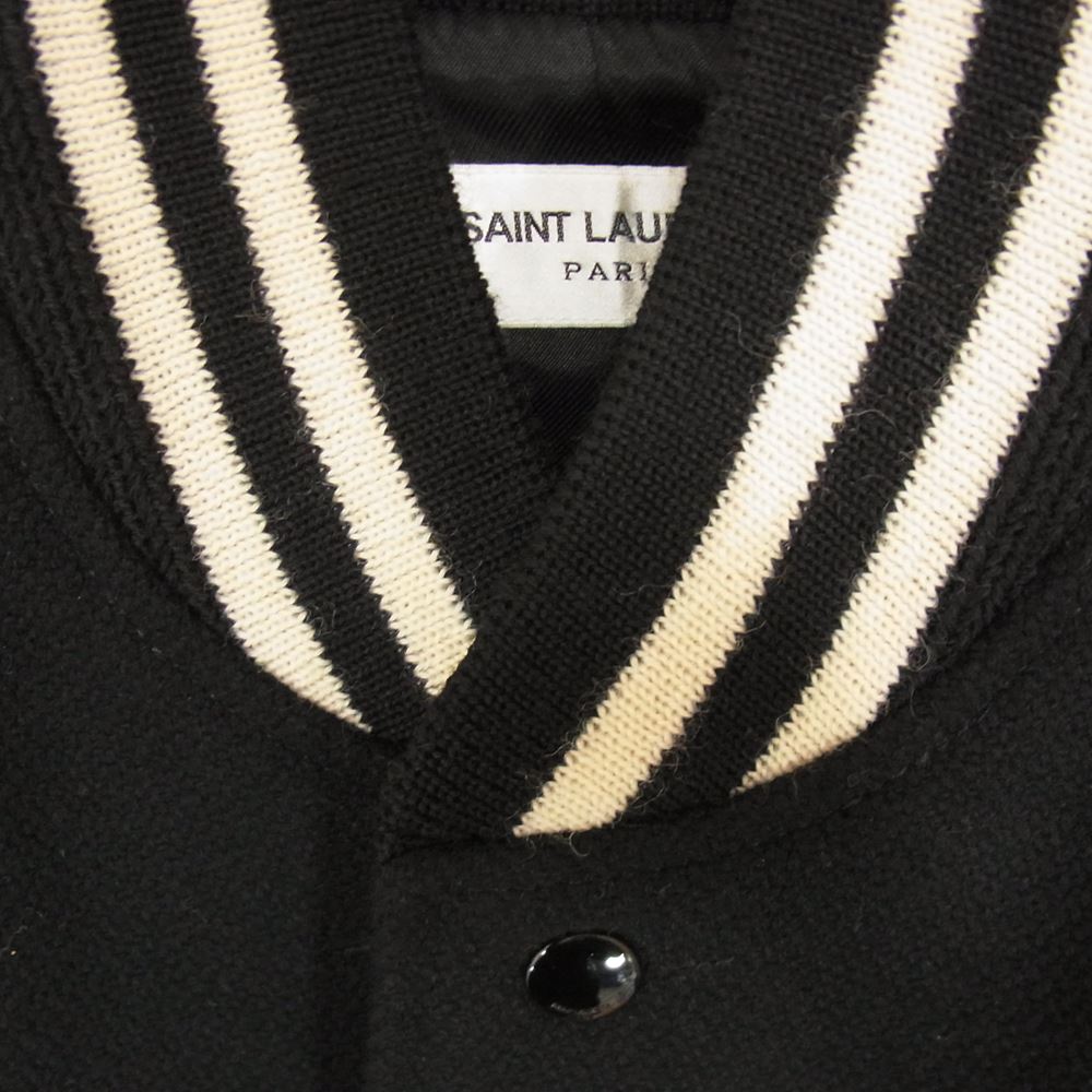 SAINT LAURENT サンローラン 354718 Y180W TEDDY JACKET テディ ジャケット レザー トリム スタジャン  ブラック系 44【中古】