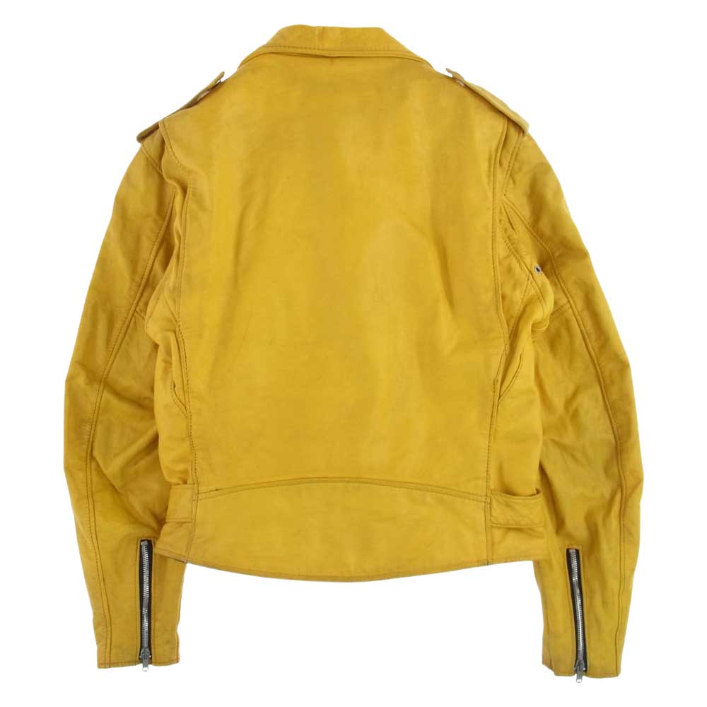 schott ショット 818 ダブル ライダースジャケット レザー ベルト イエロー系 38【中古】