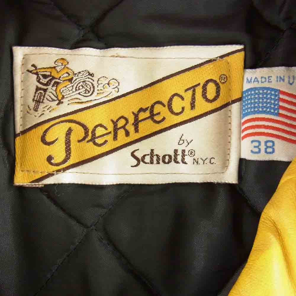 schott ショット 818 ダブル ライダースジャケット レザー ベルト イエロー系 38【中古】