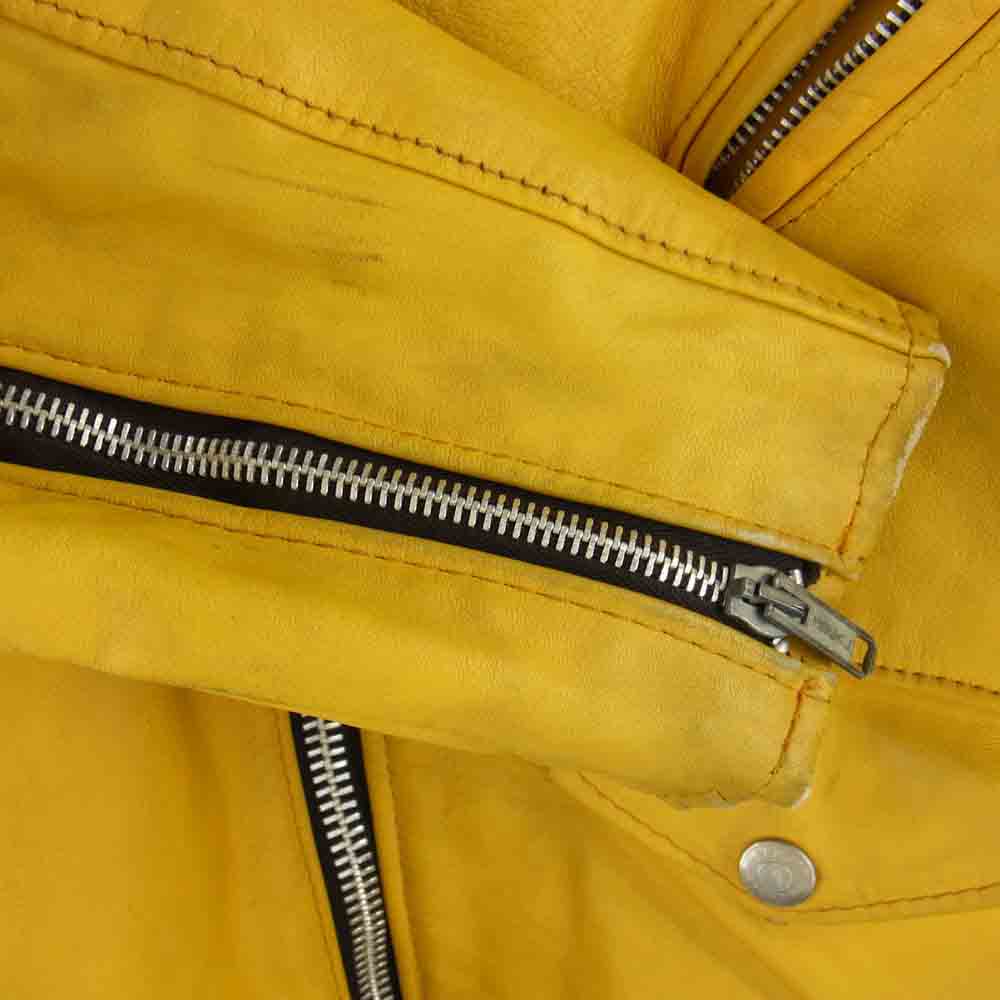 schott ショット 818 ダブル ライダースジャケット レザー ベルト イエロー系 38【中古】