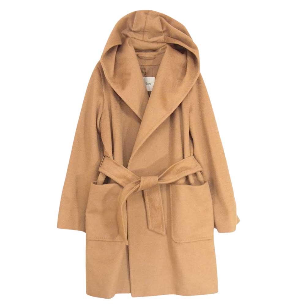 MAX MARA マックスマーラ 73136 白タグ イタリア製 3RIALTO ピュアキャメル フーデット ラップコート ブラウン系 42【中古】