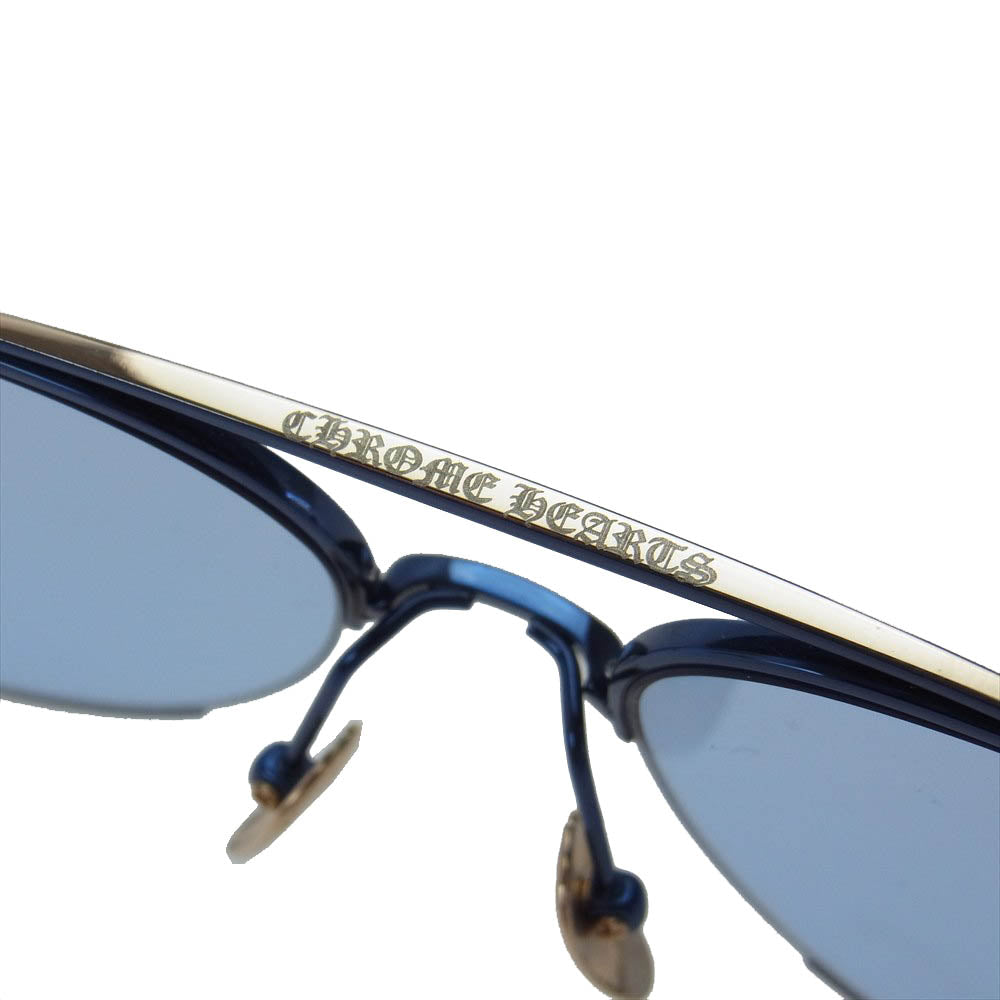 CHROME HEARTS クロムハーツ（原本無） STEPPIN' BLU ティアドロップ サングラス ゴールド系【中古】