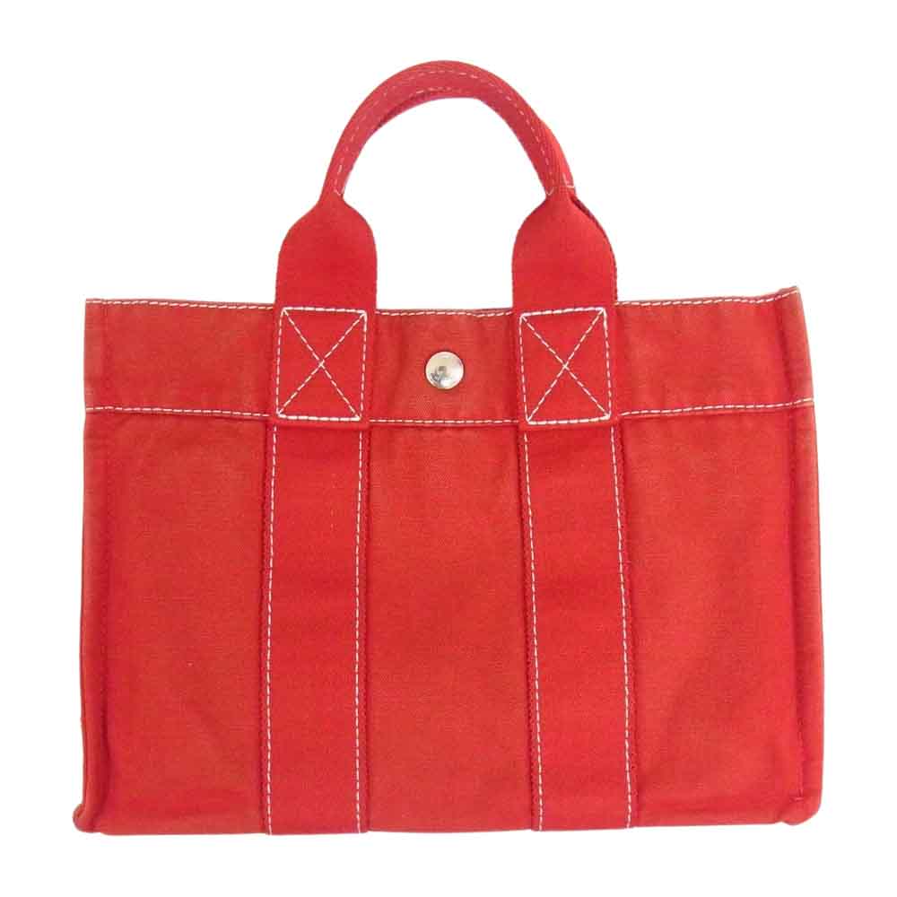 HERMES エルメス ドーヴィル PM キャンバス トート バッグ レッド系【中古】