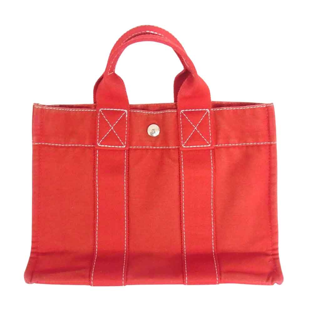 HERMES エルメス ドーヴィル PM キャンバス トート バッグ レッド系【中古】