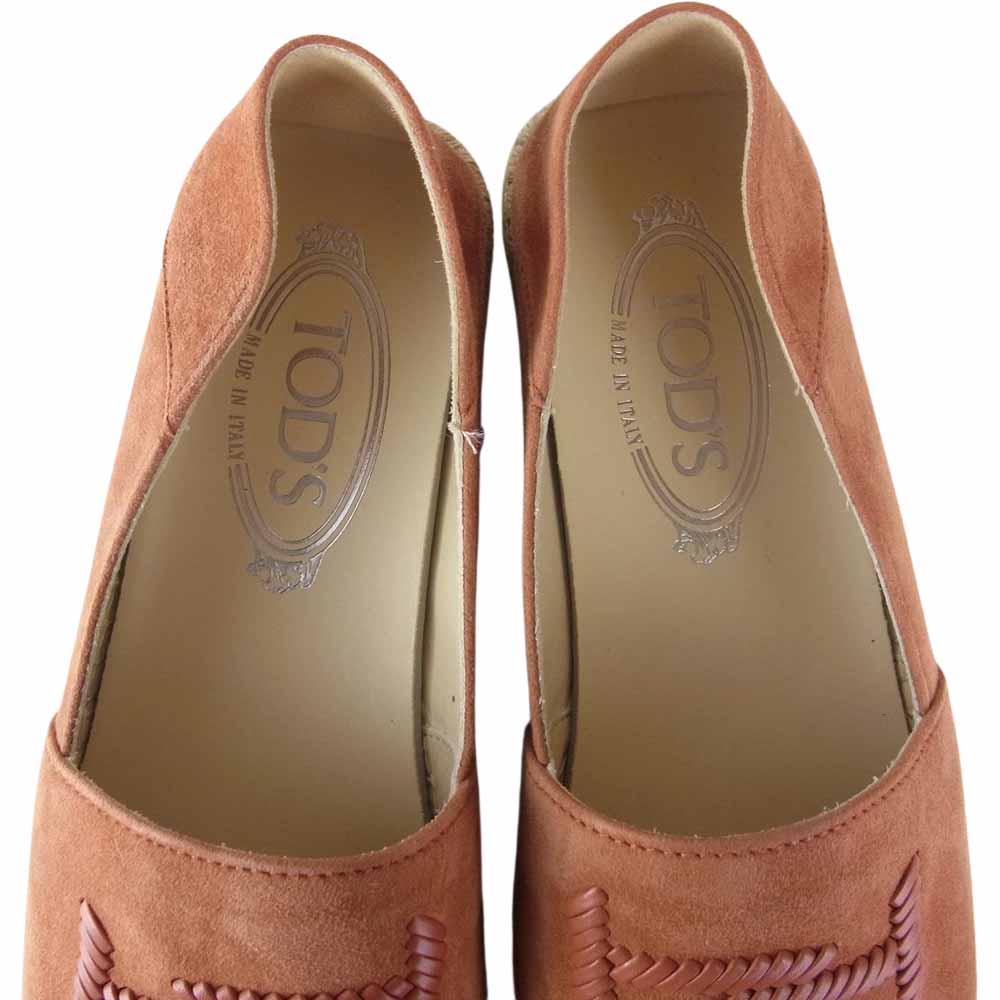 TOD’S トッズ 編み込みソール スリッポン シューズ オレンジ系 37【中古】