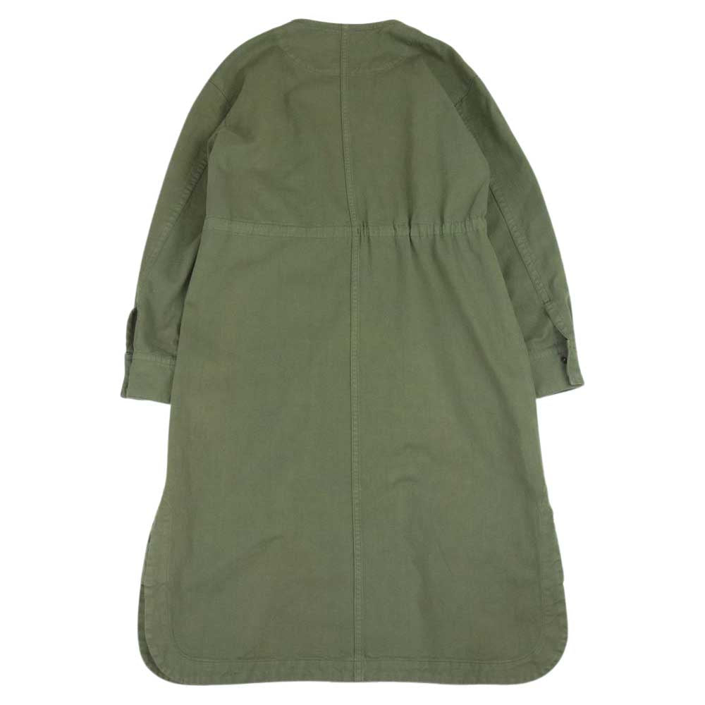 GRACE CONTINENTAL グレースコンチネンタル ノーカラー デニム ジャケット カーキ系 36【中古】