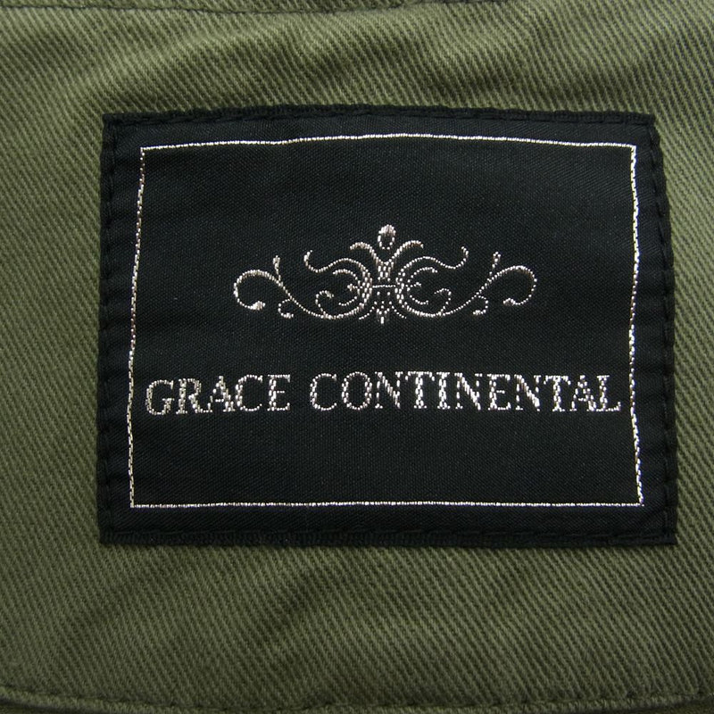 GRACE CONTINENTAL グレースコンチネンタル ノーカラー デニム ジャケット カーキ系 36【中古】