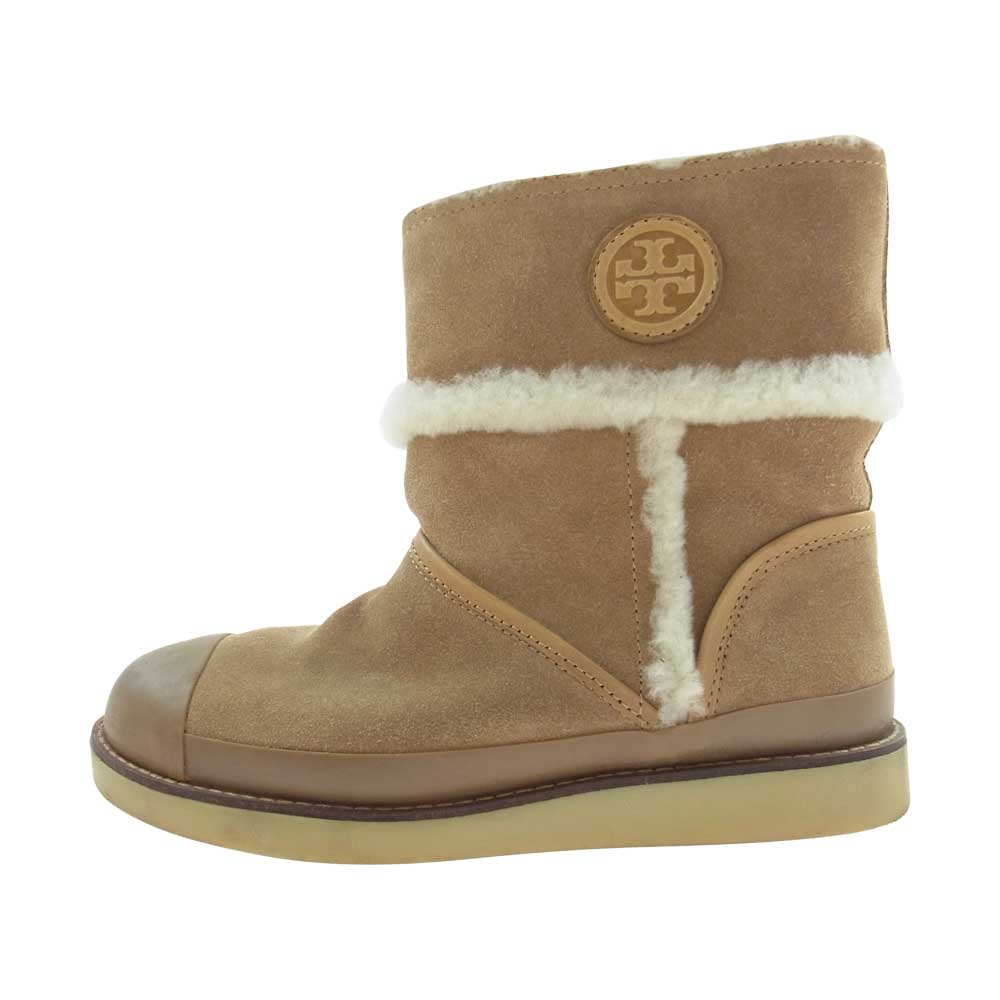 Tory Burch トリーバーチ 33138334 NADINE BOOTIE スエード ファー ショート ブーツ  ベージュ系 7M【中古】