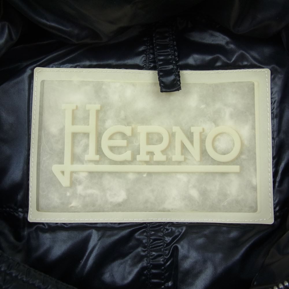 Herno ヘルノ bolla ダウン フーディ ベスト ネイビー系 42【中古】