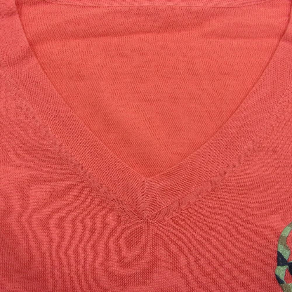 Lucien Pellat-Finet ルシアンペラフィネ カシミア混 スカル刺繍 Vネック ニット カモフラ スカル レッド レッド系 M【中古】