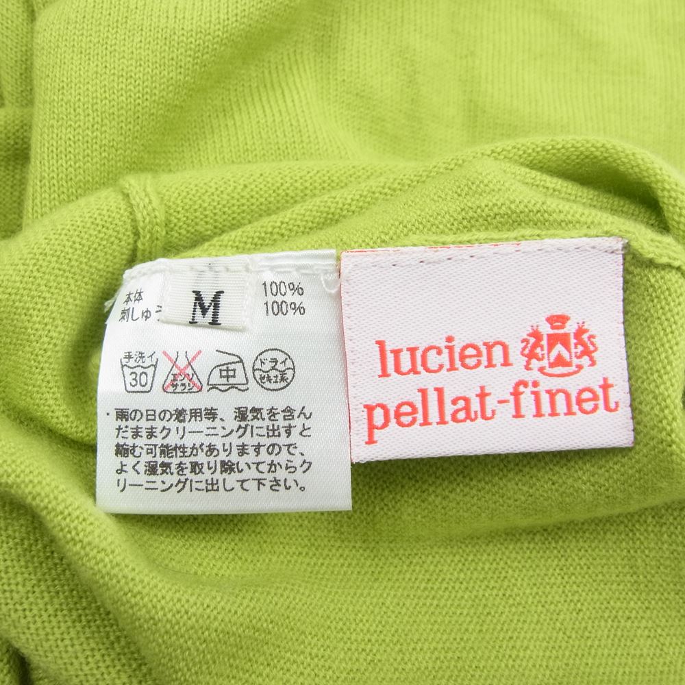 Lucien Pellat-Finet ルシアンペラフィネ カシミア スカル刺繍 Vネック ニット パイプスカル ライトグリーン  グリーン系 M【中古】