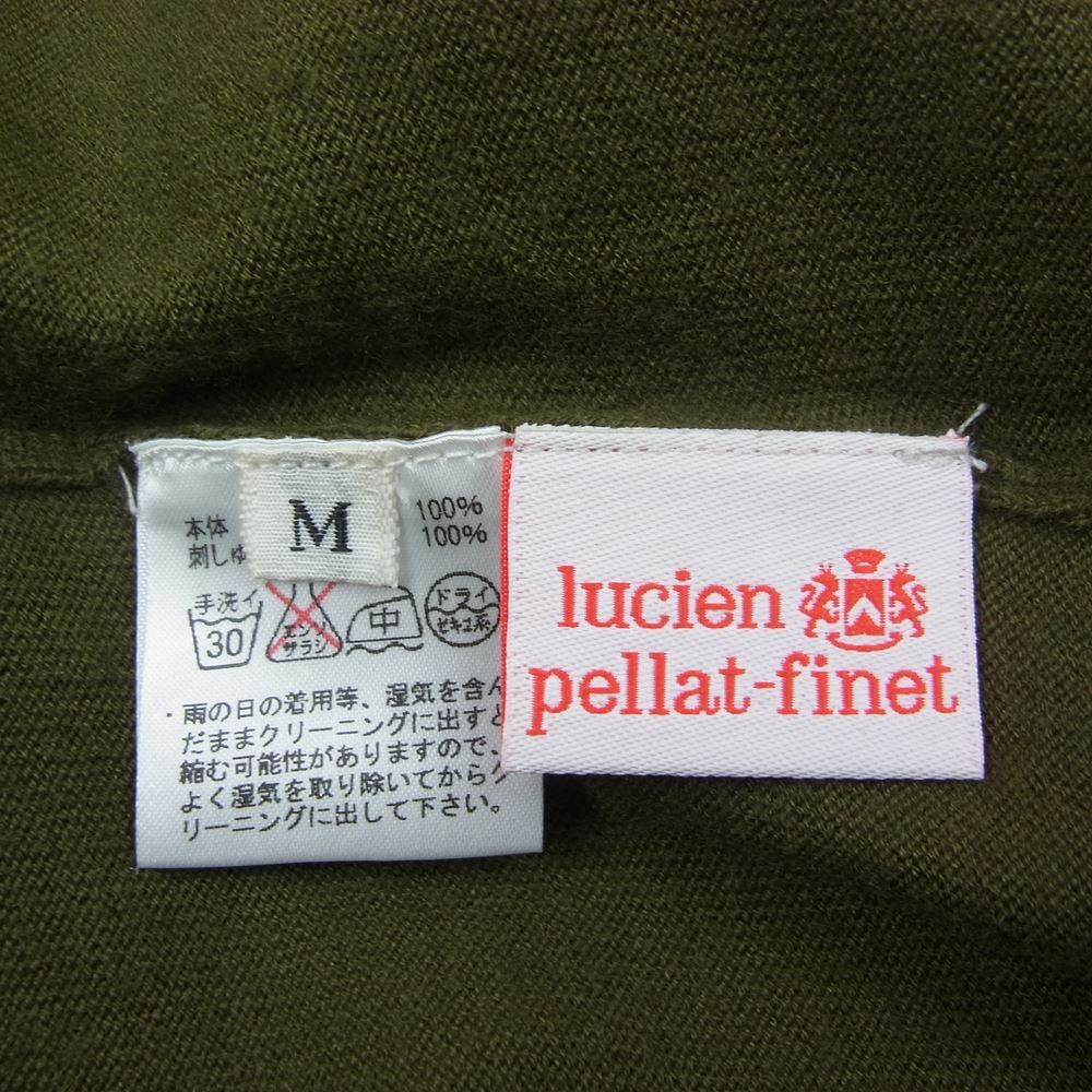 Lucien Pellat-Finet ルシアンペラフィネ カシミア スカル刺繍  スカル ビーズ カーディガン カーキ系 M【中古】