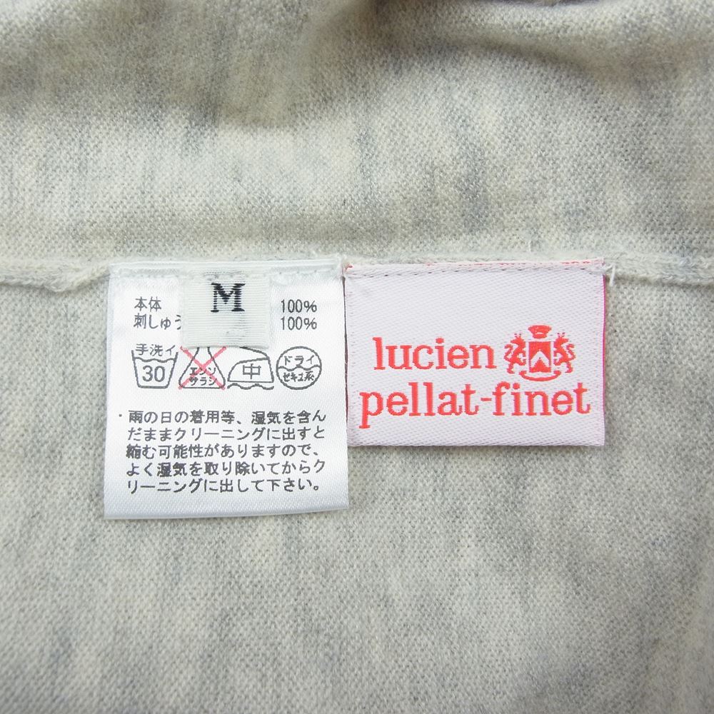 Lucien Pellat-Finet ルシアンペラフィネ カシミア スカル刺繍 カモフラ スカル ビーズ カーディガン グレー グレー系 M【中古】