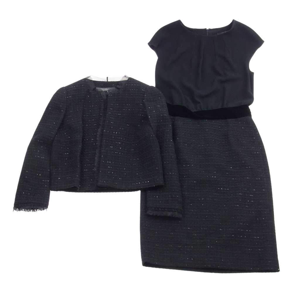 MAX MARA マックスマーラ シルク混 ワンピース スーツ ジャケット セットアップ ブラック系 42【中古】