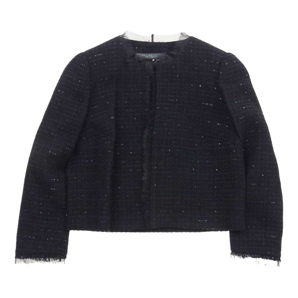 MAX MARA マックスマーラ シルク混 ワンピース スーツ ジャケット セットアップ ブラック系 42【中古】