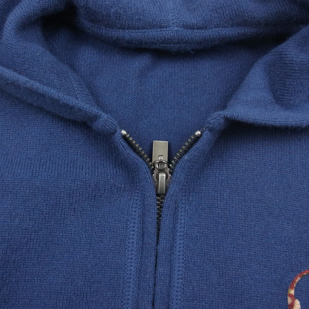 Lucien Pellat-Finet ルシアンペラフィネ カシミア スカル刺繍 ジップ パーカー ネイビー ネイビー系 M【中古】