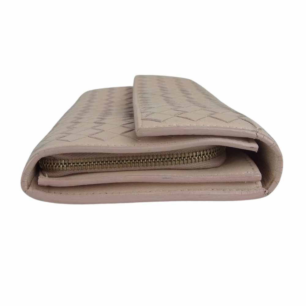 BOTTEGAVENETA ボッテガヴェネタ 150509 イントレ チャート ファスナー付き 長財布 ベージュ ベージュ系【中古】