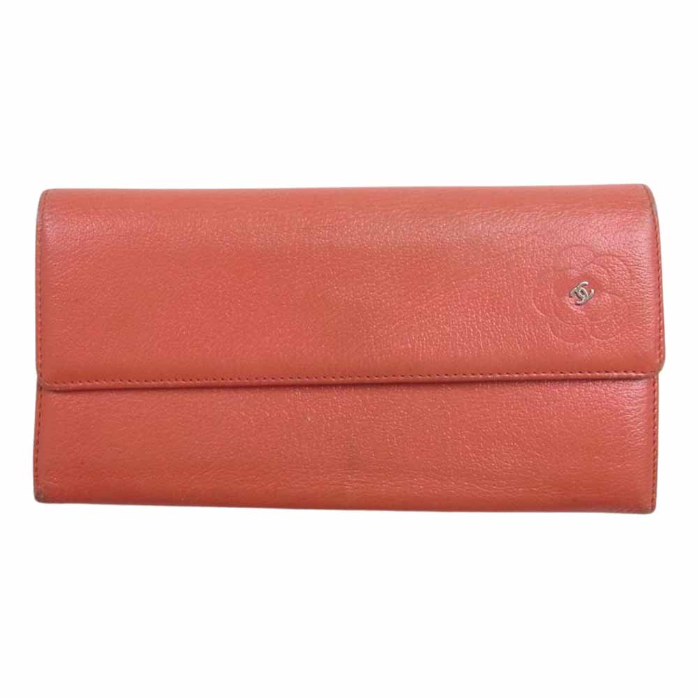 CHANEL シャネル バタフライ カメリア ZIP 2つ折り 長財布 ピンク系【中古】