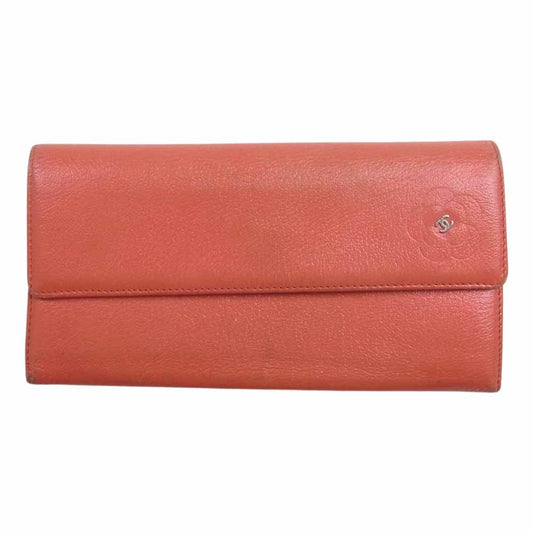 CHANEL シャネル バタフライ カメリア ZIP 2つ折り 長財布 ピンク系【中古】