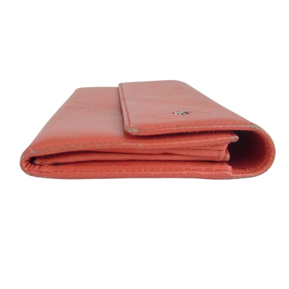 CHANEL シャネル バタフライ カメリア ZIP 2つ折り 長財布 ピンク系【中古】