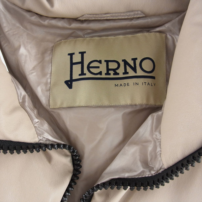 Herno ヘルノ 22AW pi001532d-12457-1985 E-SKIN ボンバー シャンティイ ウェットコーティング加工 ダウン ジャケット ベージュ系 44【中古】