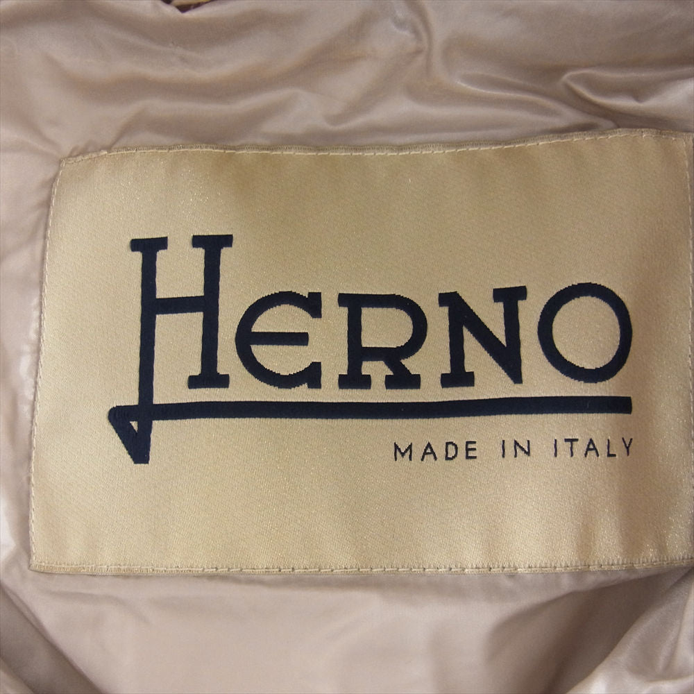 Herno ヘルノ 22AW pi001532d-12457-1985 E-SKIN ボンバー シャンティイ ウェットコーティング加工 ダウン ジャケット ベージュ系 44【中古】