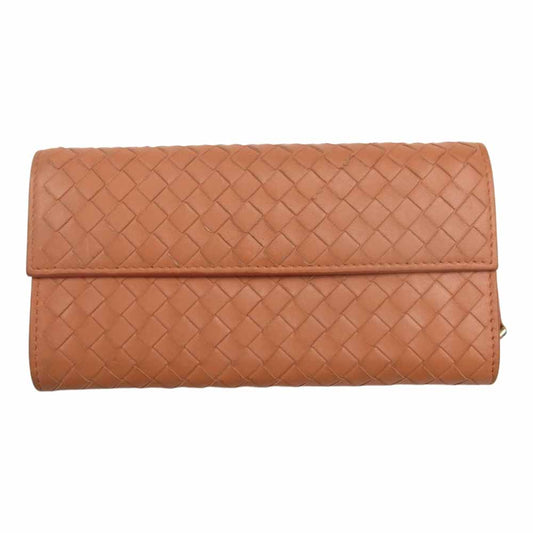 BOTTEGAVENETA ボッテガヴェネタ 150509 イントレ チャート ファスナー付き 長財布 オレンジ オレンジ系【中古】