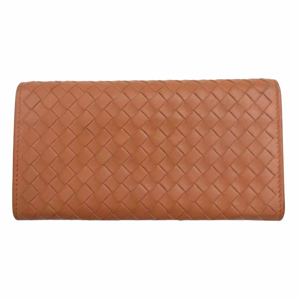 BOTTEGAVENETA ボッテガヴェネタ 150509 イントレ チャート ファスナー付き 長財布 オレンジ オレンジ系【中古】