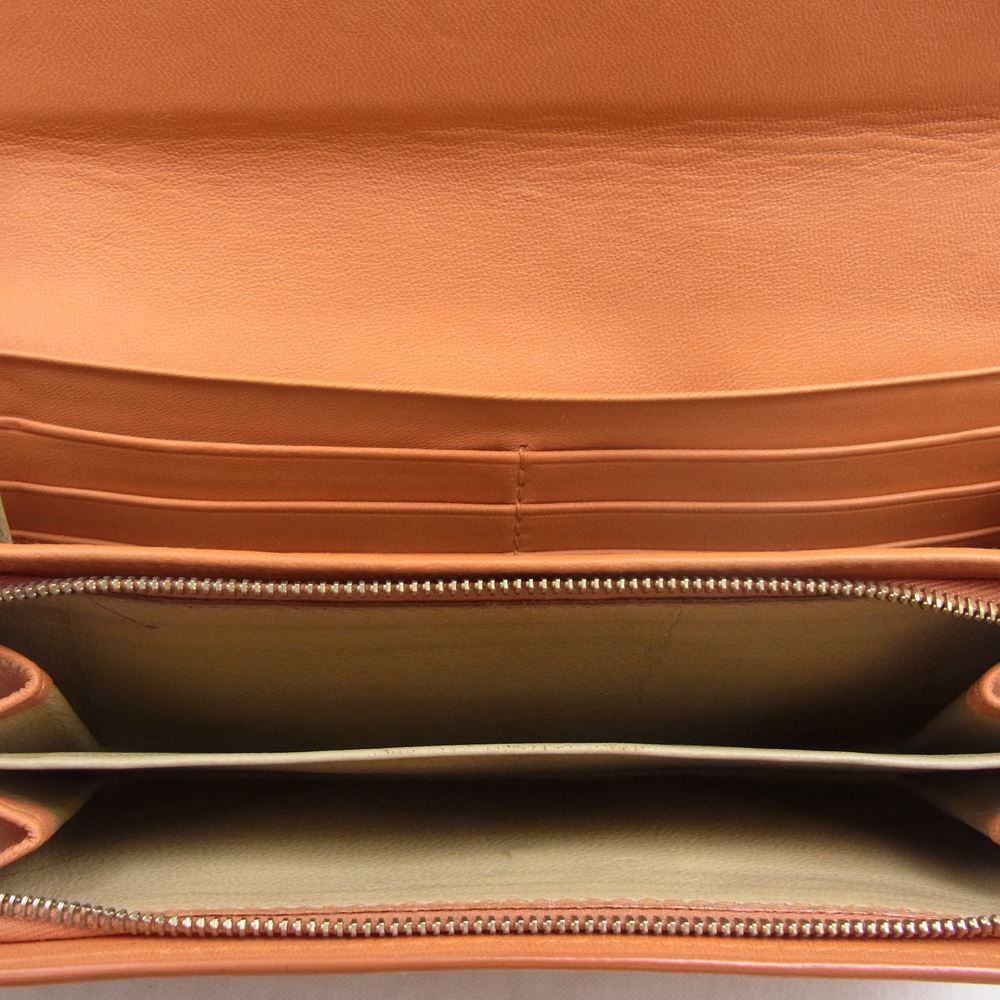 BOTTEGAVENETA ボッテガヴェネタ 150509 イントレ チャート ファスナー付き 長財布 オレンジ オレンジ系【中古】