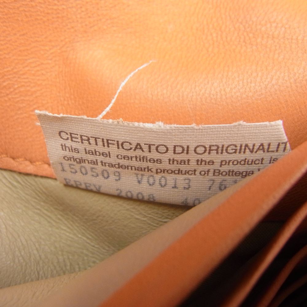 BOTTEGAVENETA ボッテガヴェネタ 150509 イントレ チャート ファスナー付き 長財布 オレンジ オレンジ系【中古】