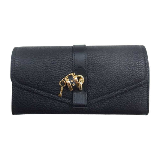 Chloe クロエ 02-20-99-65 ABY パドロック付き ロングウォレット 二つ折り 長財布 ブラック系【中古】