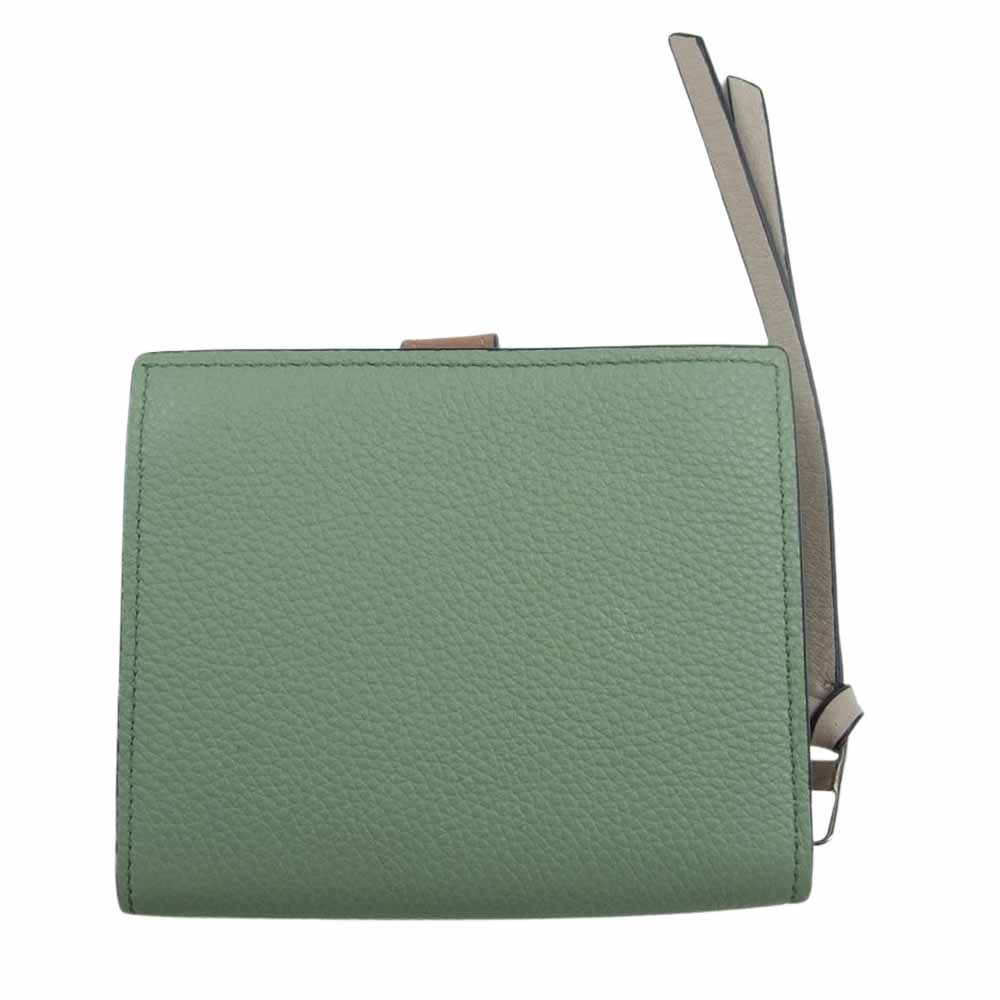 LOEWE ロエベ 102102 コンパクト ジップ ウォレット 二つ折り 財布 グリーン系【中古】