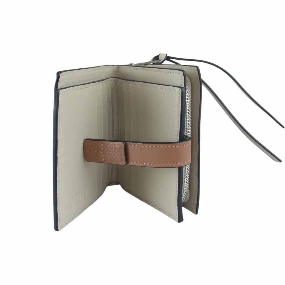 LOEWE ロエベ 102102 コンパクト ジップ ウォレット 二つ折り 財布 グリーン系【中古】